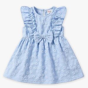 Blue Ruffled Baby Dress with Bow
